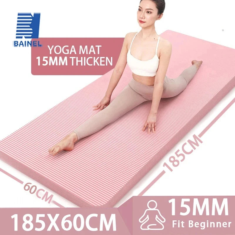 15MM Thick NBR Non-slip Yoga Mat High-density Sports Fitness Mat Home Sports Pilates and Gymnastics Exercise Gymnastics - Sagacia