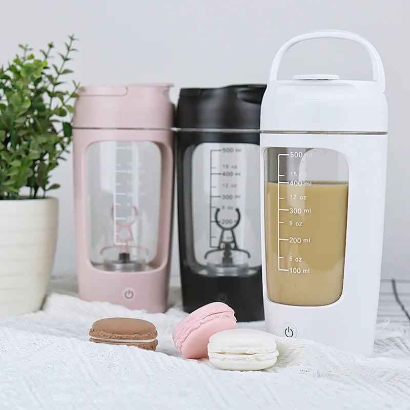 USB Electric Protein Shaker Bottle Portable 1200mAh Rechargeable Blender Cup Multipurpose 650ml Cup for Fitness Workout - Sagacia