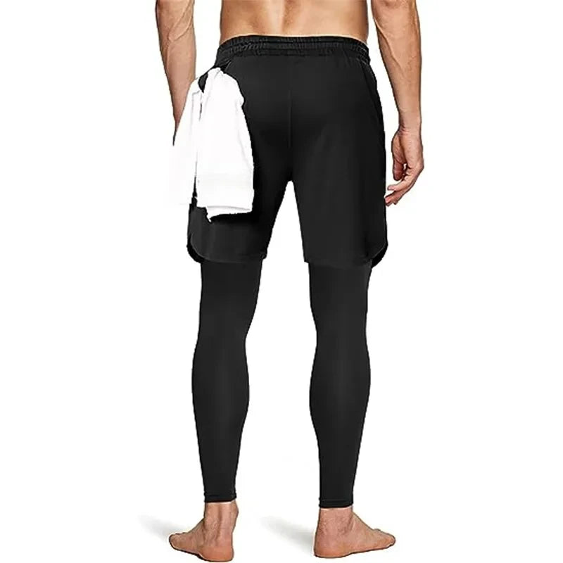 Compression Running Pants Men Double-deck 2 in 1 Sportswear Jogging Trousers Gym Training Tracksuit Workout Sport Sweatpants Men - Sagacia