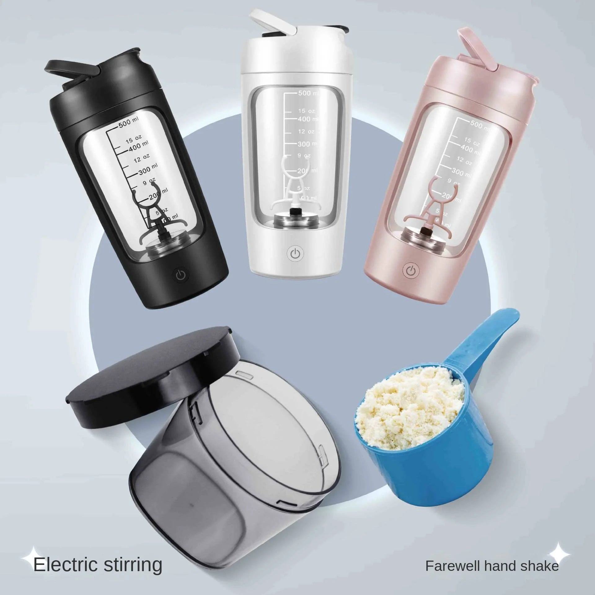 USB Electric Protein Shaker Bottle Portable 1200mAh Rechargeable Blender Cup Multipurpose 650ml Cup for Fitness Workout - Sagacia