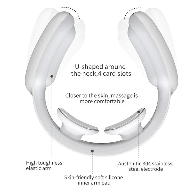 Electric Neck Massager Pulse Therapy Muscle Stimulator Wireless Heating Vibration Cervical Vertebra TENS Massage USB Charging - Sagacia