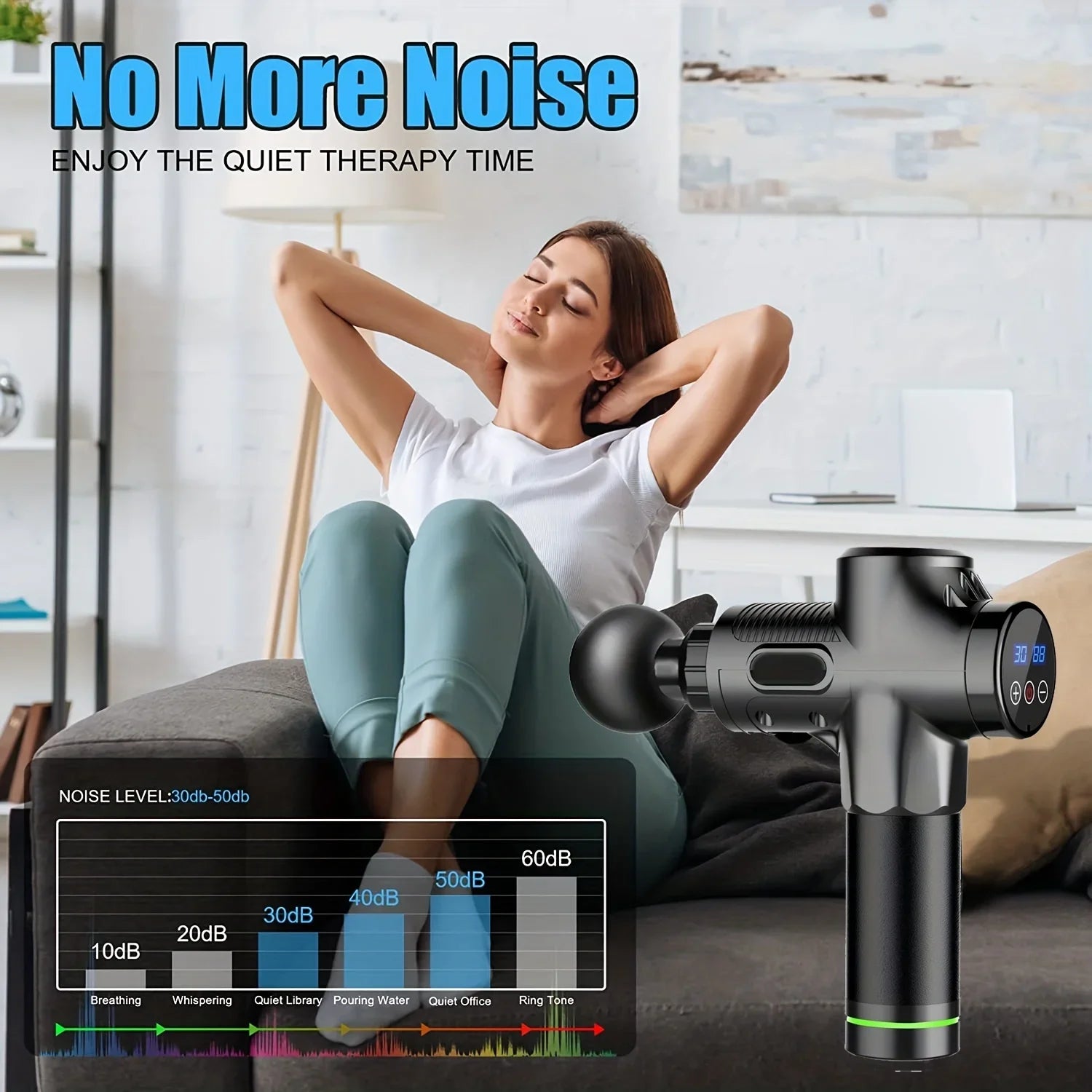 Body Massage Gun Neck and Legs Deep Muscle Relaxation Low Noise Equipment Level 30 Black - Sagacia