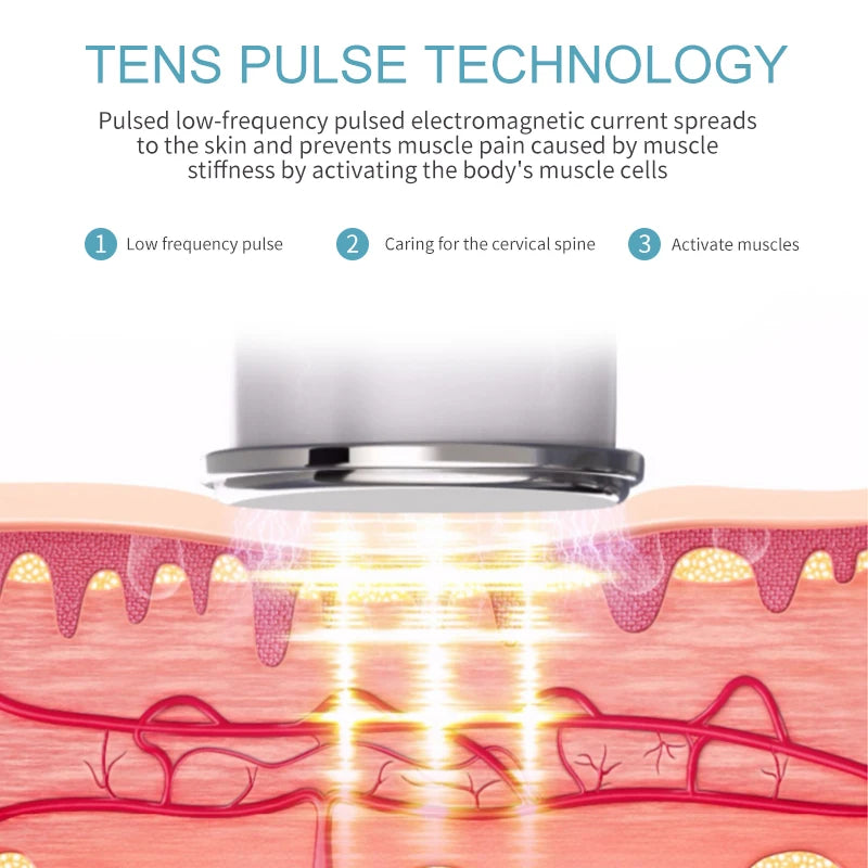 Electric Neck Massager Pulse Therapy Muscle Stimulator Wireless Heating Vibration Cervical Vertebra TENS Massage USB Charging - Sagacia