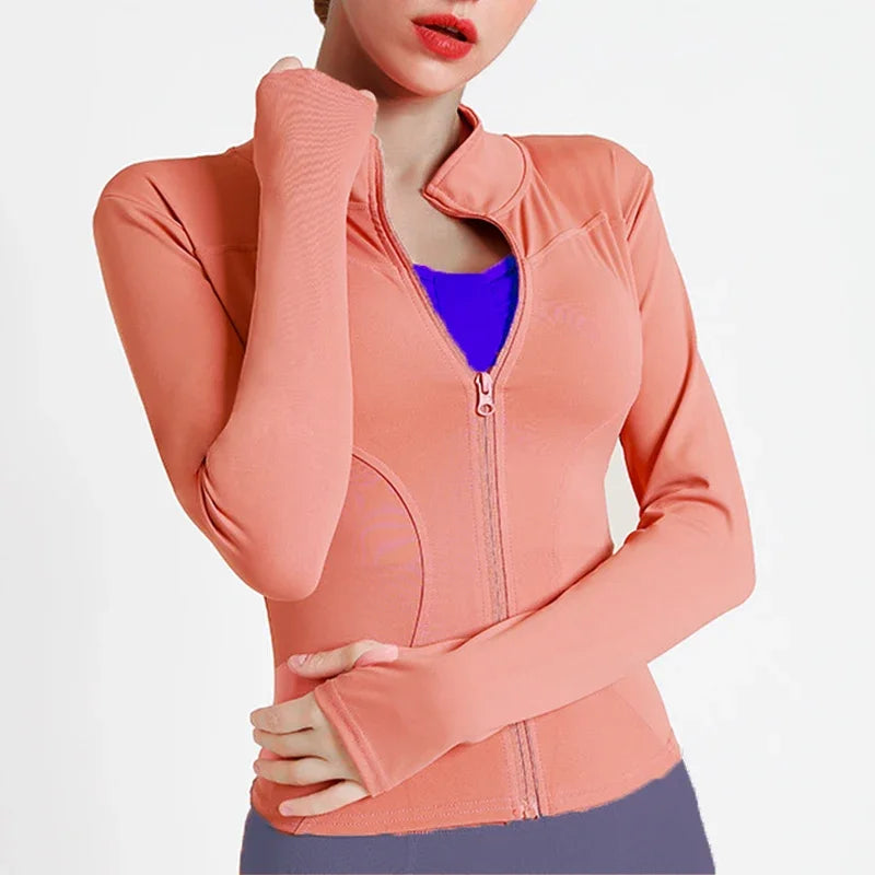 AVGO Women's Cropped Running Workout Jackets - Slim Fit Athletic Top