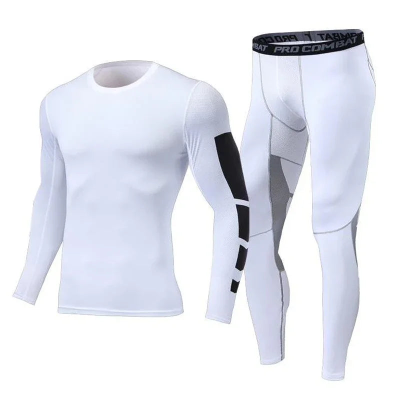 Men's Running Tracksuit Training Fitness Sportswear Set Compression Leggings Sport Clothes Gym Tight Sweatpants Rash Guard Lycra