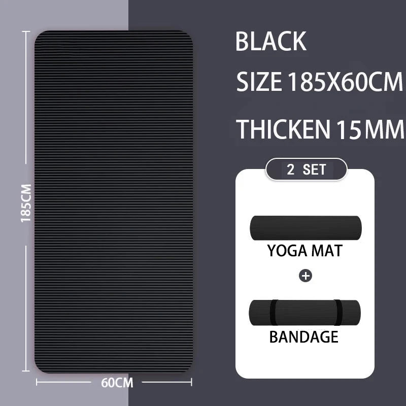 15MM Thick NBR Non-slip Yoga Mat High-density Sports Fitness Mat Home Sports Pilates and Gymnastics Exercise Gymnastics