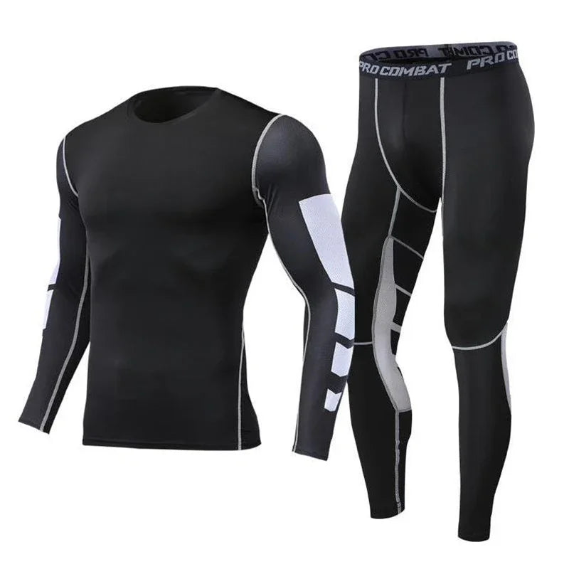 Men's Running Tracksuit Training Fitness Sportswear Set Compression Leggings Sport Clothes Gym Tight Sweatpants Rash Guard Lycra