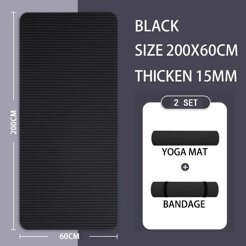 15MM Thick NBR Non-slip Yoga Mat High-density Sports Fitness Mat Home Sports Pilates and Gymnastics Exercise Gymnastics