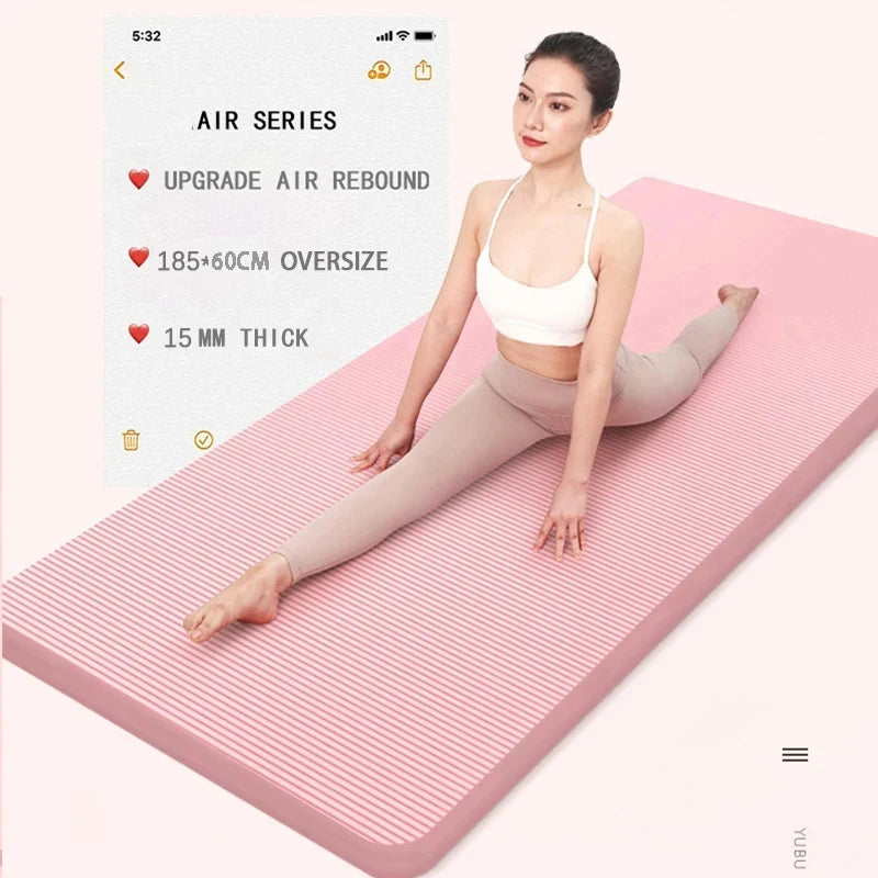 15MM Thick NBR Non-slip Yoga Mat High-density Sports Fitness Mat Home Sports Pilates and Gymnastics Exercise Gymnastics